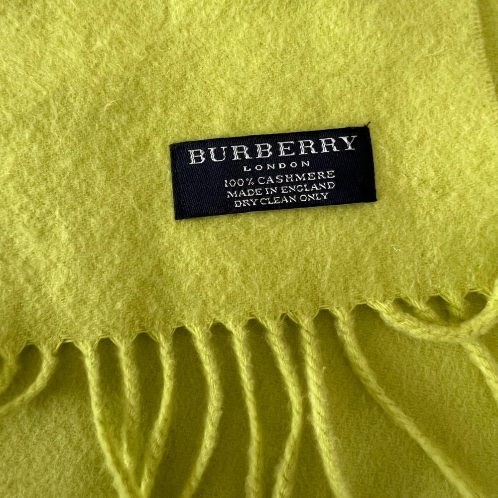Burberry Neon Yellow 100% Cashmere Fringe Scarf #B-22 - Picture 3 of 7